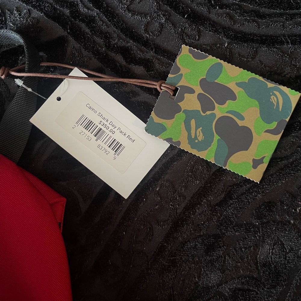 BAPE day pack red camo shark
